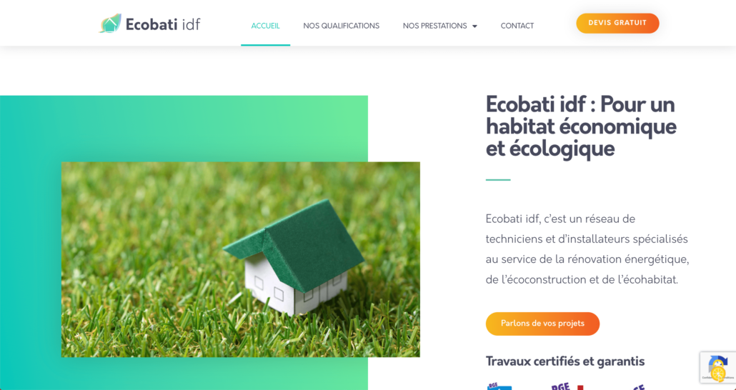 Capture d'écran du site Eco bati idf