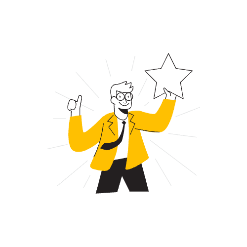 Un personnage avec une veste jaune tenant une étoile dans la main gauche