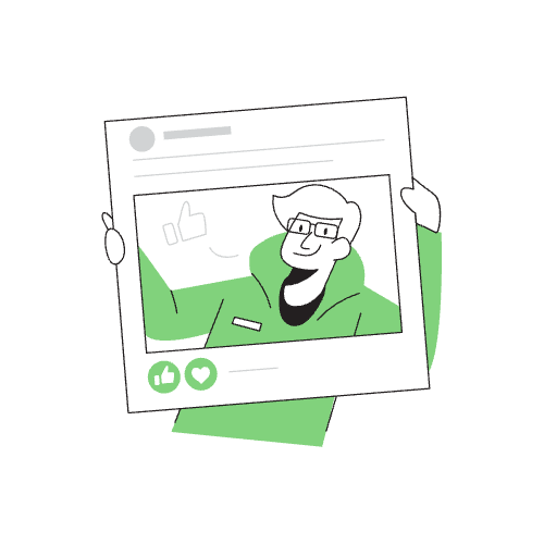 Un influenceur qui prend la pose à travers un cadre Instragram