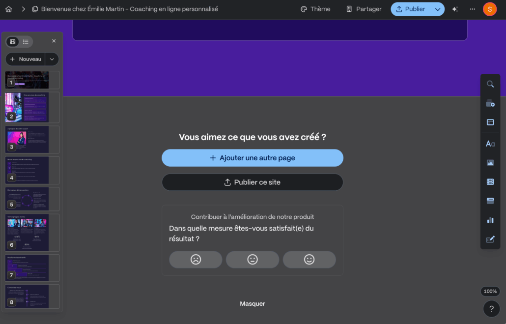 Partage Rendu final page web Gamma