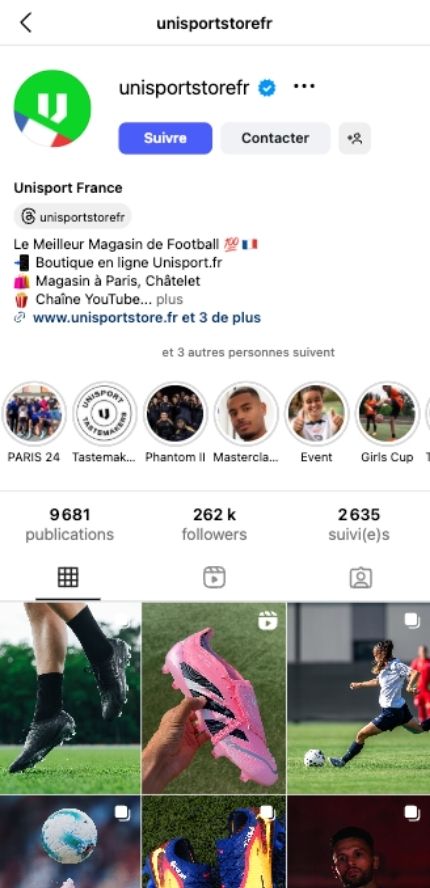 Capture instagram unisportstore France